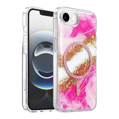 BUĞZ Onegif  İphone 17e Lotus Simli Magsafe Kapak - Pembe