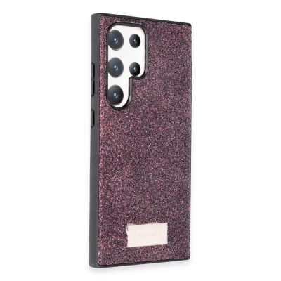 BUĞZ Onegif Samsung Galaxy S24 Ultra Bright Simli Kapak - Derin Mor