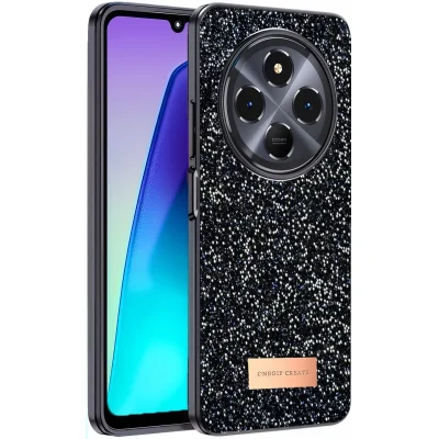 BUĞZ Onegif Xiaomi Redmi 14c Bright Simli Kapak - Siyah