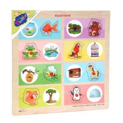  ONY-363-364 Ahşap Tutmalı Eşleştirme Hangi Hayvan Nerede Yaşar -Onyıl