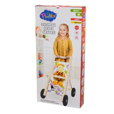  ONY-386 Ahşap Oyuncak Bebek Arabası