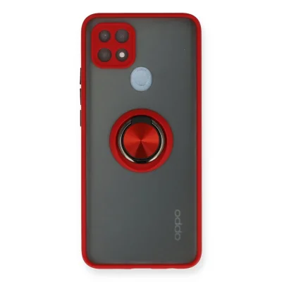 BUĞZ Oppo A15 Kılıf Montreal Yüzüklü Silikon Kapak - Kırmızı