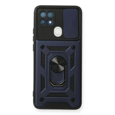 BUĞZ Oppo A15 Kılıf Pars Lens Yüzüklü Silikon - Lacivert