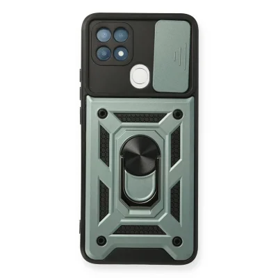 BUĞZ Oppo A15 Kılıf Pars Lens Yüzüklü Silikon - Yeşil