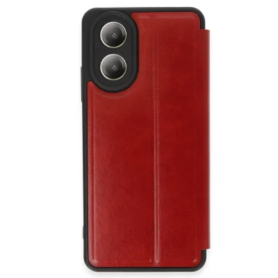 BUĞZ Oppo A38 Kılıf Flip Cover - Kırmızı