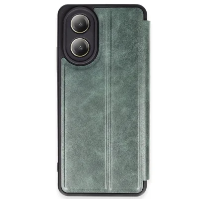 BUĞZ Oppo A38 Kılıf Flip Cover - Koyu Yeşil