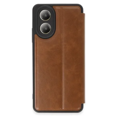 BUĞZ Oppo A38 Kılıf Flip Cover - Taba