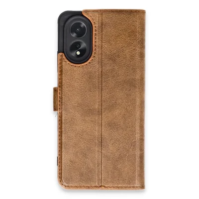 BUĞZ Oppo A38 Kılıf Trend S Plus Kapaklı Kılıf - Taba