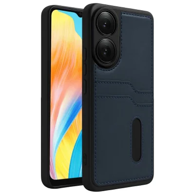 BUĞZ Oppo A38 Sara Kartvizitli Deri Kılıf - Lacivert