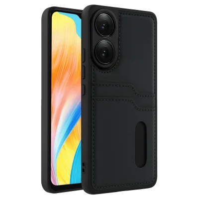 BUĞZ Oppo A38 Sara Kartvizitli Deri Kılıf - Siyah