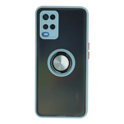 BUĞZ Oppo A54 4g Kılıf Montreal Yüzüklü Silikon Kapak - Buz Mavi