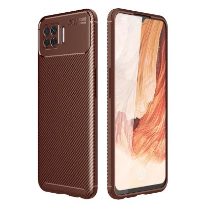 BUĞZ Oppo A73 Kılıf Auto Focus Karbon Kapak - Kahverengi