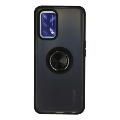 BUĞZ Oppo A74 4g Kılıf Montreal Yüzüklü Silikon Kapak - Siyah