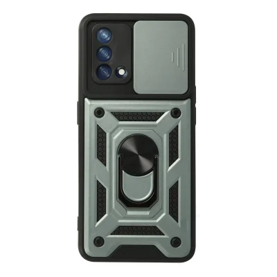 BUĞZ Oppo A74 4g Kılıf Pars Lens Yüzüklü Silikon - Yeşil