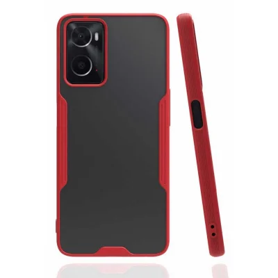 BUĞZ Oppo A96 Kılıf Platin Silikon - Kırmızı