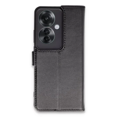 BUĞZ Oppo Reno 11f Kılıf Trend S Plus Kapaklı Kılıf - Siyah