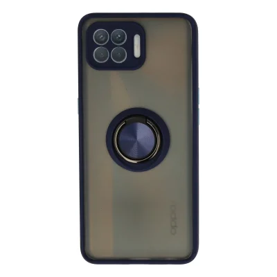 BUĞZ Oppo Reno 4 Lite Kılıf Montreal Yüzüklü Silikon Kapak - Lacivert