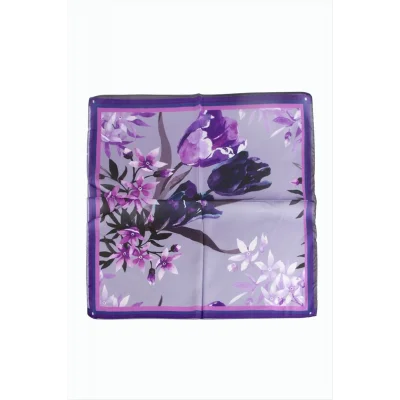 BUĞZ Orkide Desenli Zr Şifon Fular 50*50 cm