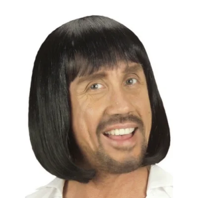  Ortaçağ Peruğu Kısa Siyah