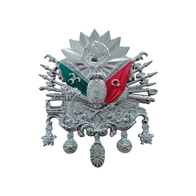 BUĞZ Osmanlı Devlet Arması Vidalı Kabartma Logo Küçük 10x8cm Krom