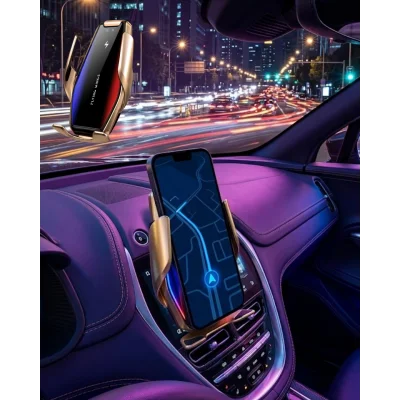 BUĞZ Otomatik Sensörlü Araç Telefon Tutucu Kablosuz Şarj Özellikli 360 Derece Döner