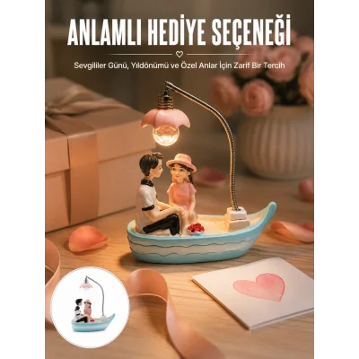 BUĞZ Oturan Çift Figürlü LED Masa Lambası Romantik Hediye Yeni Nesil