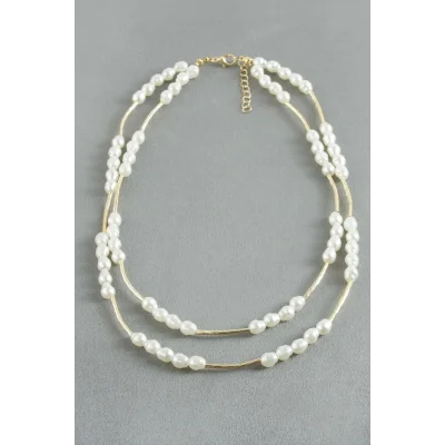 BUĞZ Oval İnci İkili Kolye