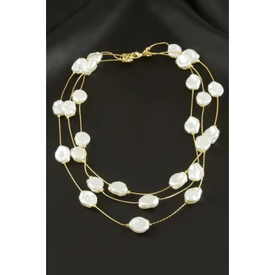  Oval İnci Üçlü Kolye