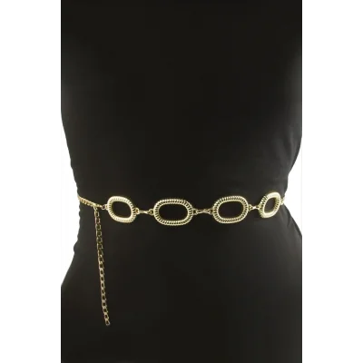 BUĞZ Oval Metal Zincir Kemer