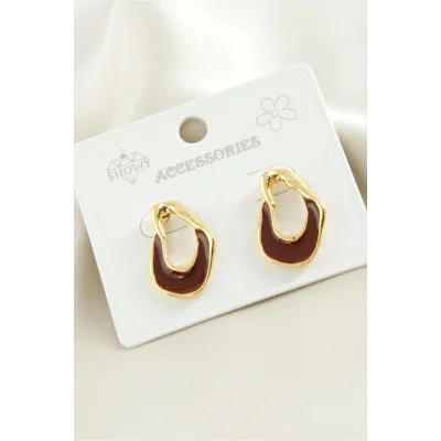  Oval Mineli Metal Küpe