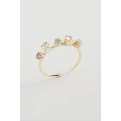  Oval Renkli Taşlı Yüzük