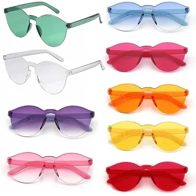 BUĞZ Oval Şekilli Çerçevesiz Parti Gözlüğü 6 Renk 6 Adet