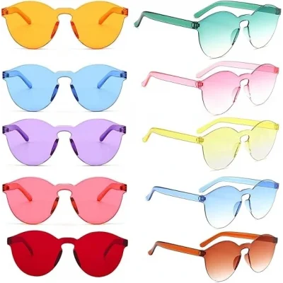 BUĞZ Oval Şekilli Çerçevesiz Parti Gözlüğü 6 Renk 6 Adet