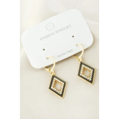 BUĞZ Oval Taşlı Metal Küpe