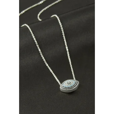 BUĞZ Oval Zirkon Taşlı Kolye