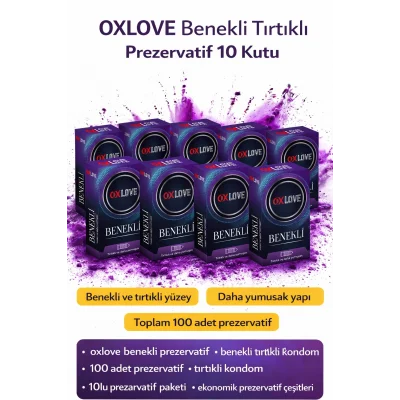 BUĞZ OXLOVE Benekli Tırtıklı Prezervatif 10 Kutu 100 Adet Ekonomik Paket Daha Yumuşak Dokulu