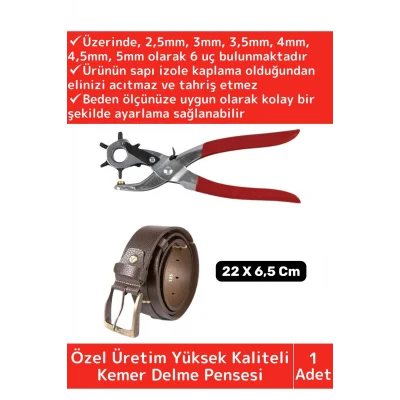  Özel Üretim Yüksek Kaliteli Delik Uç Açıcı Ayarlanabilir 6 Farklı Uçlu Metal Kemer Delme Pensesi