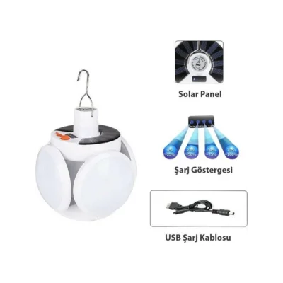 BUĞZ P-038 Solar Güneş Enerji Ve Usb Sarjli 5 Kanatlı