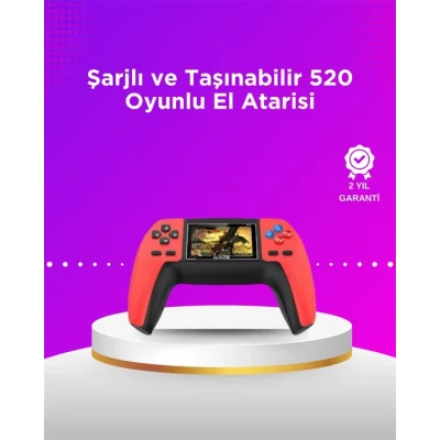  P5 Taşınabilir Retro Konsol – 520 Oyun, Ergonomik Tasarım, Nostaljik Eğlence