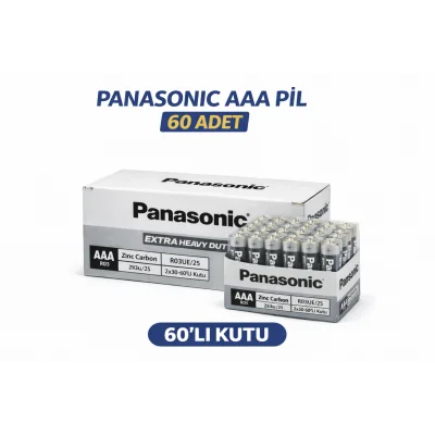 BUĞZ Panasonic AAA R03 İnce Pil Zinc Carbon Extra Heavy Duty 2’li 30 Paket