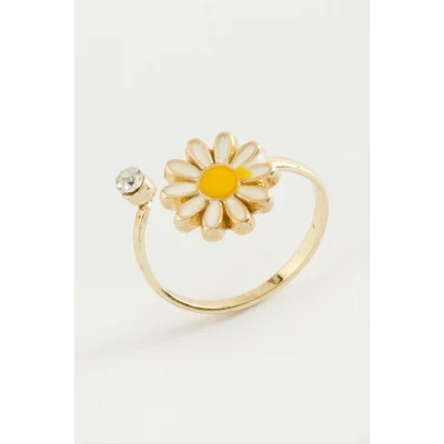 BUĞZ Papatya Mineli Taşlı Yüzük