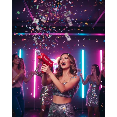 BUĞZ Para Dolar Saçma Para Atma Tabancası Otomatik Kırmızı Oyuncak