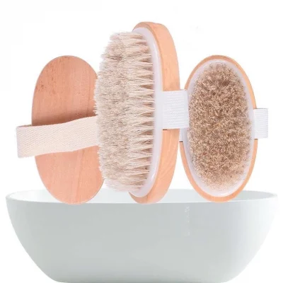  Parlak Ve Pürüzsüz Görünüm Sağlayan %100 Doğal At Kılı Selülit Fırçası (oval)