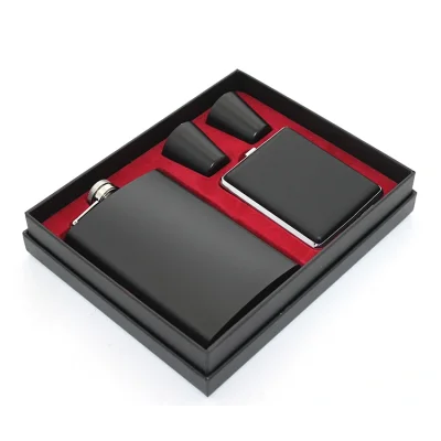 BUĞZ Paslanmaz Çelik 2 Shot Bardak Ve Sigara Tabakalı Matara Seti