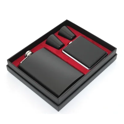 BUĞZ Paslanmaz Çelik 2 Shot Bardak Ve Sigara Tabakalı Matara Seti