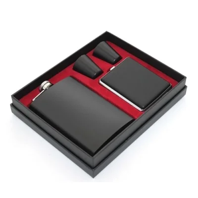  Paslanmaz Çelik 2 Shot Bardak Ve Sigara Tabakalı Matara Seti