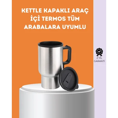  Paslanmaz Çelik Araç İçi Kahve ve Çay Isıtıcı Termos
