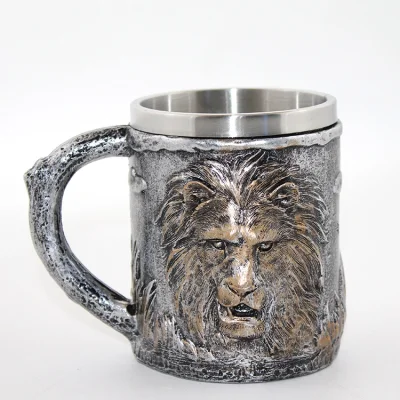 BUĞZ Paslanmaz Çelik Aslan Büstü Kupa Bardak