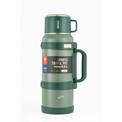 BUĞZ Paslanmaz çelik siyah termos 2 litre kutulu 48 saat yalıtım gıda temas sembollü - Spor & Outdoor