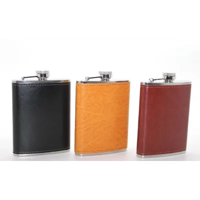 BUĞZ Paslanmaz Çelik Tekli 8 Oz Derili Matara  Alk2661